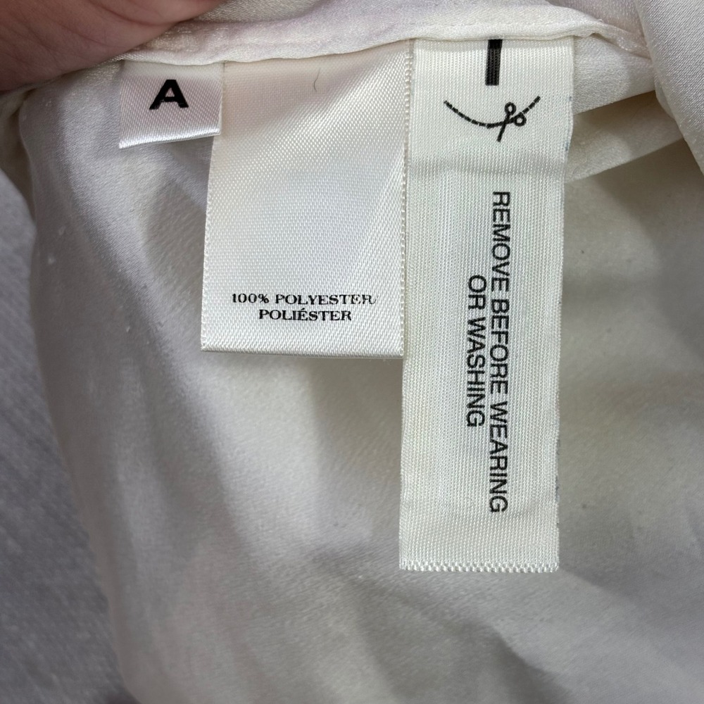 Ann Taylor Cream White Pleated Ruffle Band Collar Blouse Long Sleeve Medium - Picture 7 of 8